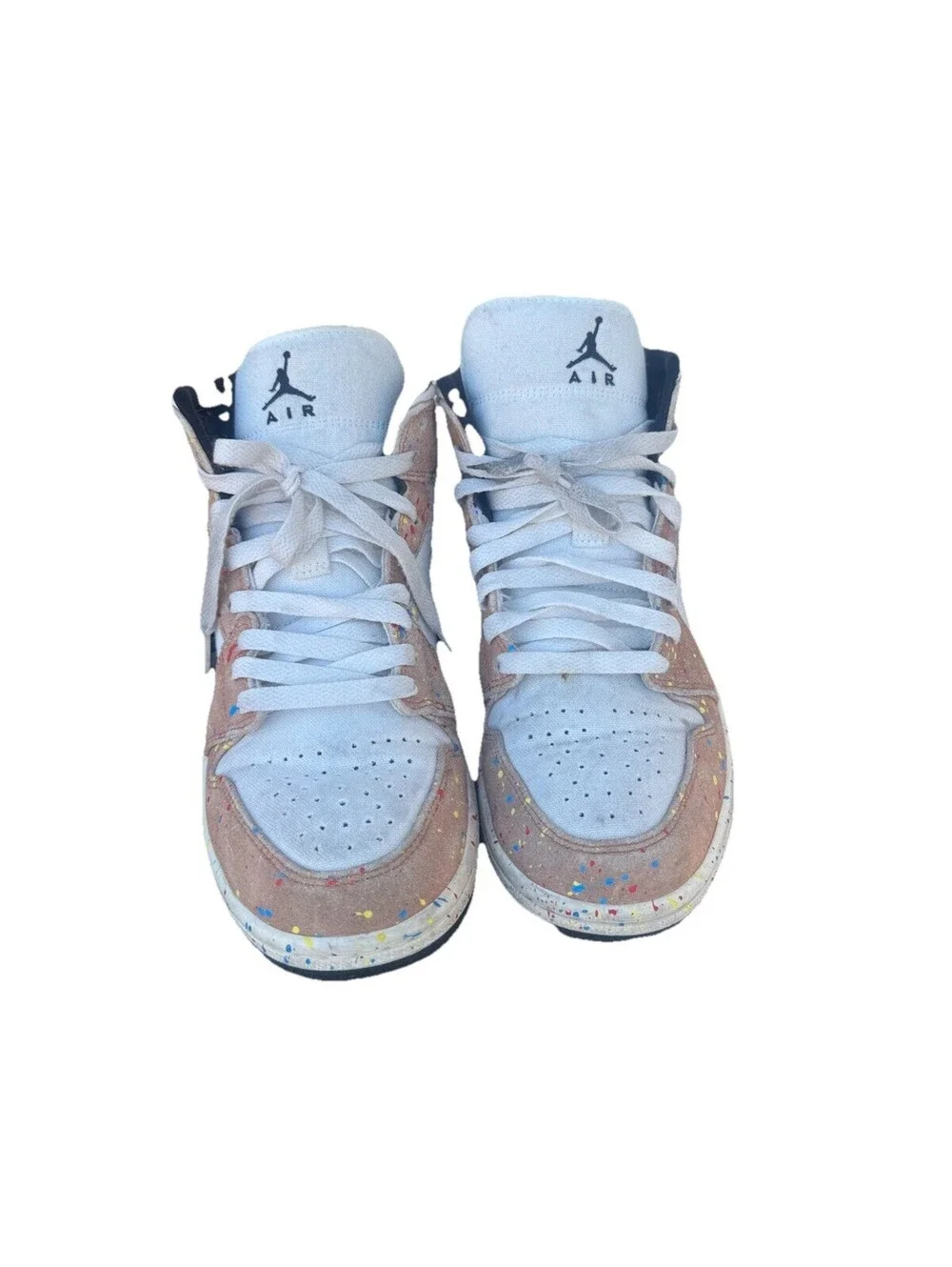 Jordan Air Jordan 1 Mid SE Brushstroke Paint Splatter DA8005-100 Canvas Sneakers